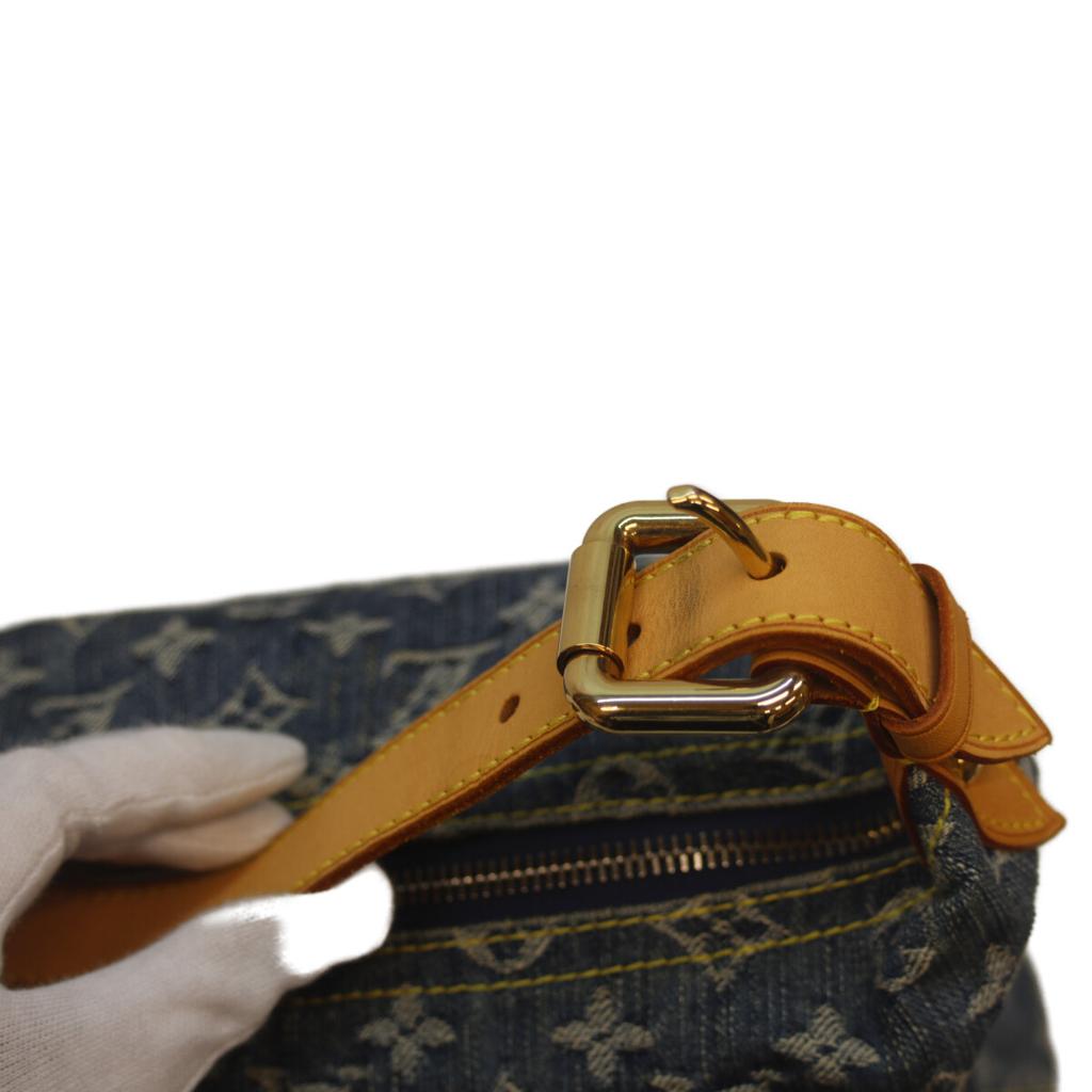 LOUIS VUITTON 2005 M95048 Monogram Denim Baggy GM Handbag blueUsed