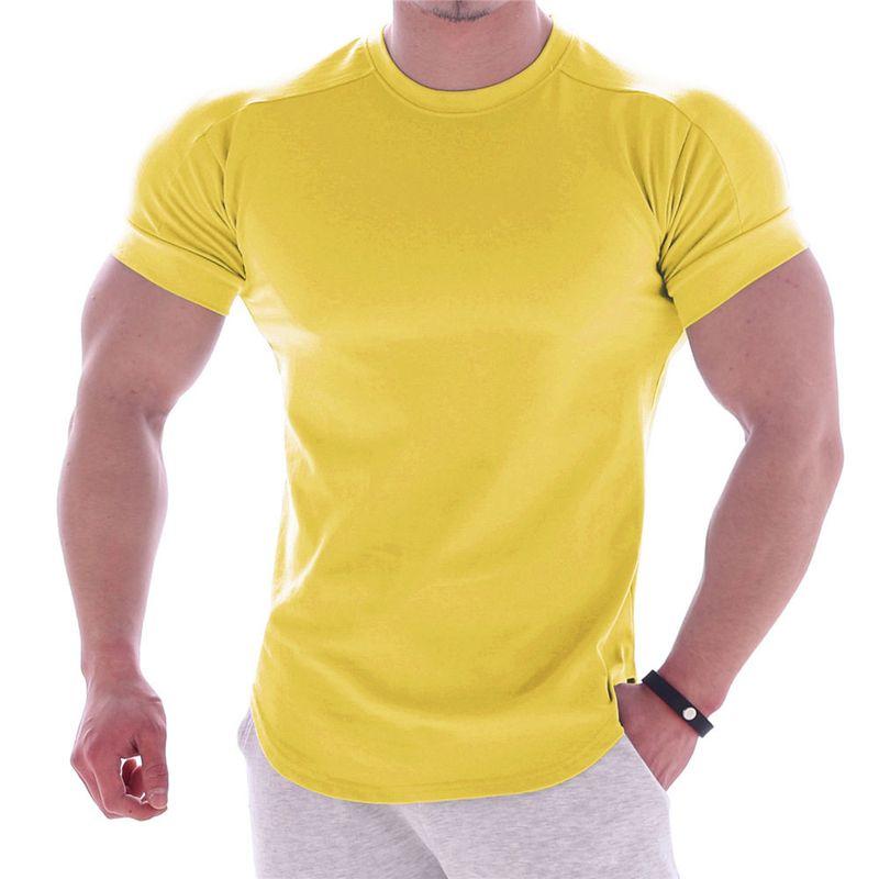 Sports T-Shirt Men's Short Sleeve Silm Fashion T-shirt Curved Hem Fitness Trendy Running Quick-Drying Breathable Tops
