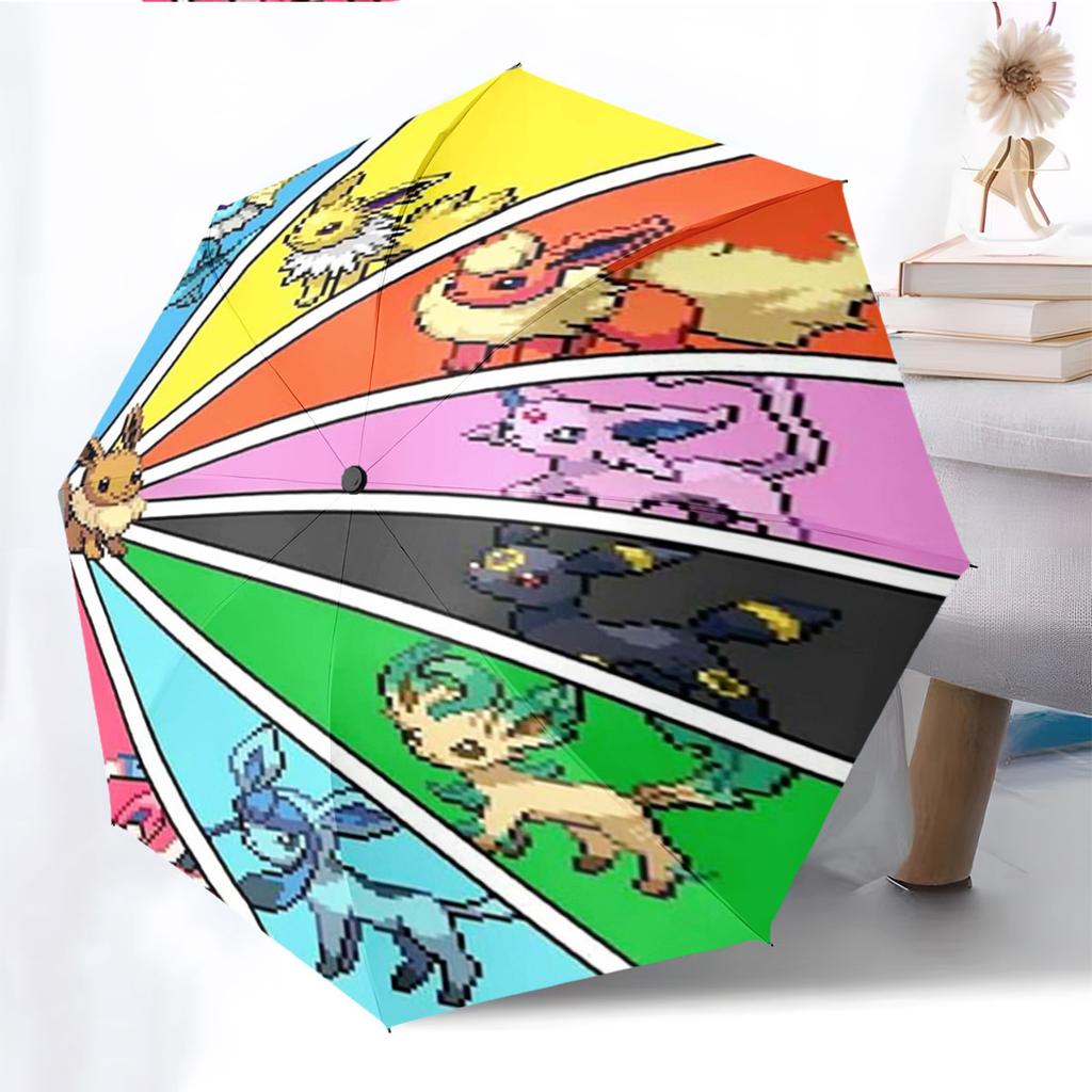 Kawaii Eevee Pattern Umbrella Lightweight Folding Windproof Umbrella Anime Pokemon Fans Daily Outdoor Use