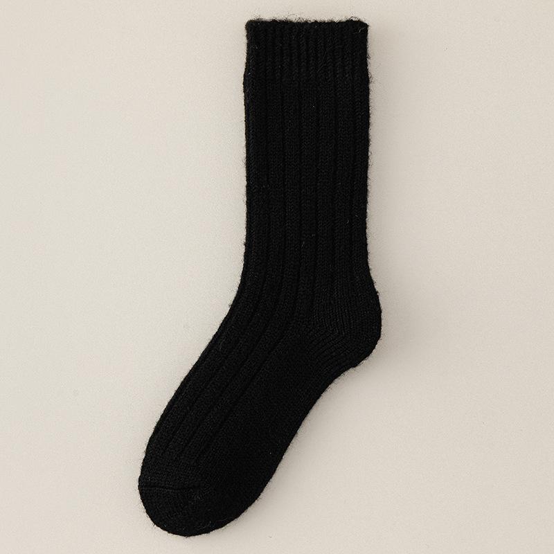 Wool Socks Children'S Medium Tube Socks Season Warm And Piled Thickened Versatile Solid Color Retro Cashmere Stacking Socks