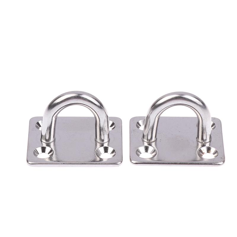 2Pcs Universal Square Eye Plate With Round Ring Stainless Steel Ship Bolt Seat Fixing Buckle Marine Sunshade Sail Accessories