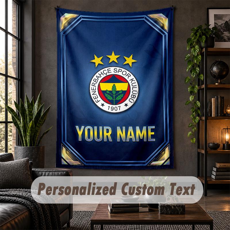 Wall Tapestry Fenerbahçe FC Print Custom Name Text Wall Hanging Home Decor