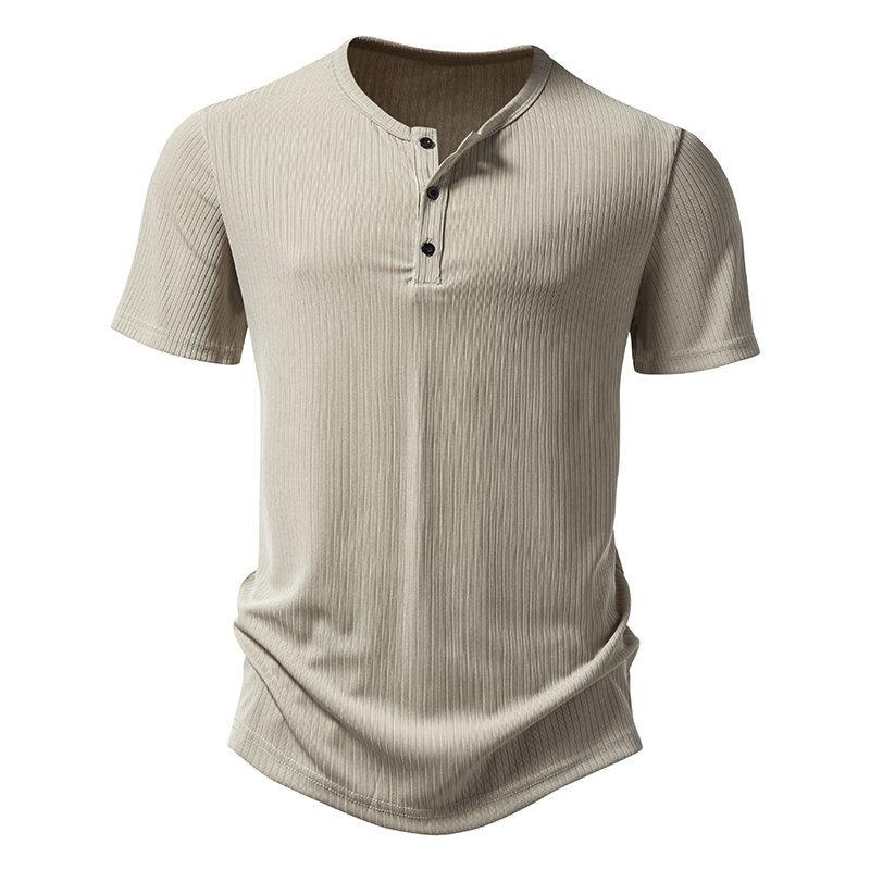 Heren Zomer Casual Geribbelde Slim Fit Henley Shirts Ademende Workout Atletische T-shirts Shirt Knoop Basic Tops voor Heren Lichtgewicht Korte Mouw T-shirts