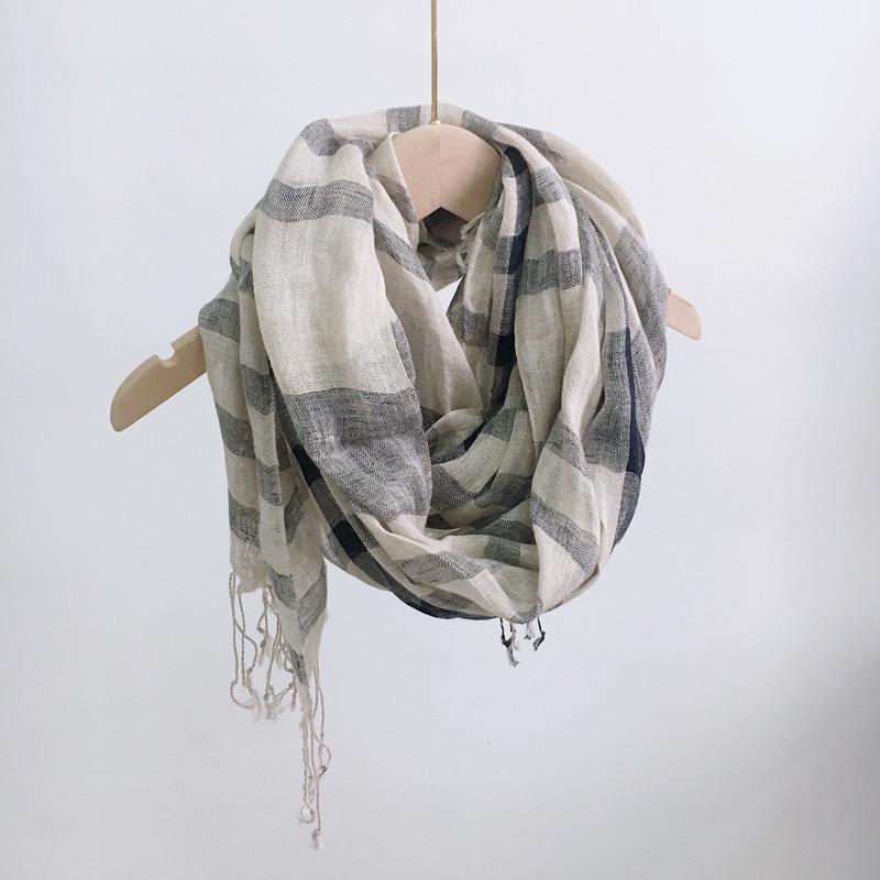 Korean Style Unisex Linen Scarf - Thin, Sunscreen, Retro, Natural Dewdrop Colors for Spring/Summer