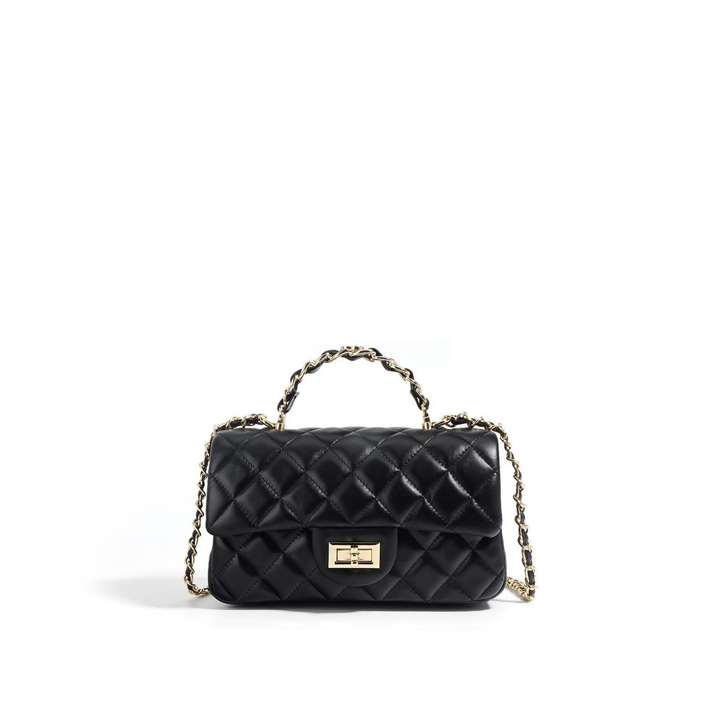 Genuine leather 2025 Xiaoxiangfeng cowhide handbag, shoulder crossbody women's bag, diamond chain bag, pillow bag.