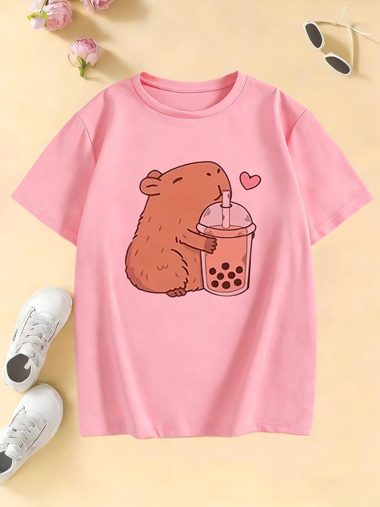 2026 Funny Capybara Lovely Design T Shirts Manga Kids Children's T-shirt Boys Girls Summer Spring Casual Top Tee