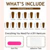 24 Pcs Simple Artificial Nail Long Shape Full Cover False Nail Glossy Stick on Nail Flowers Press On Nail