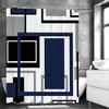 Blue Geometric Navy Blue Modern Black Blue Gray Shower Curtain, Bathroom Decorative Shower Curtain, Waterproof Shower Curtain Wi