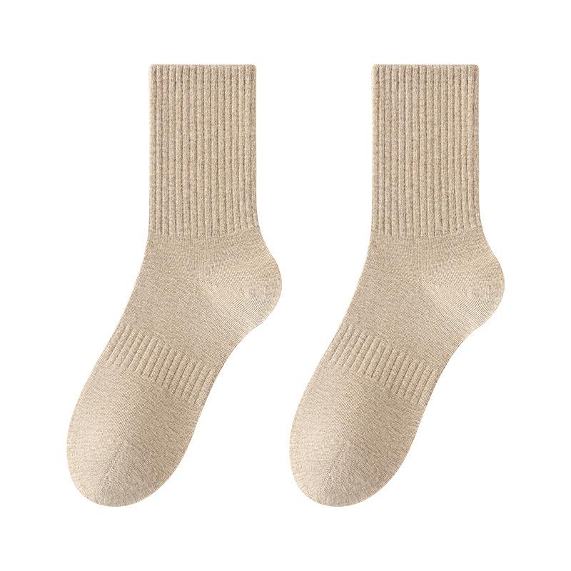 Socks Men'S Season Medium Tube Socks Pure Cotton Sweat-Absorbing And Breathable Solid Color Versatile Sports Socks Cotton Business Pure Cotton Socks