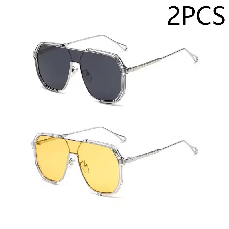 Europa I Stany Zjednoczone Moda Podwójny Mostek Duże Oprawki Wielokątne Okulary Przeciwsłoneczne Moda Wklęsły Kształt Okulary Przeciwsłoneczne Fala