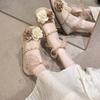 Flower round head soft sole shallow mouth Mary Jane shoes women's 2025 new autumn word with retro French flat shoes