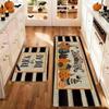 Halloween Kitchen Mat Set Black Gold Stripe Pumpkin Boo Runner Mat Entryway Holiday Home Decor Aesthetic Art Cute