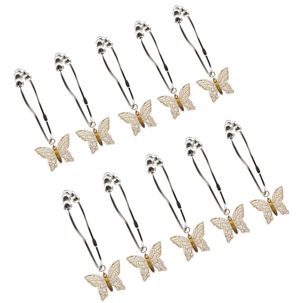10Pcs Colorful Acrylic Butterfly Shower Curtain Rings Rusts Resistant Decorative Curtain Hooks for Bathroom Accessories