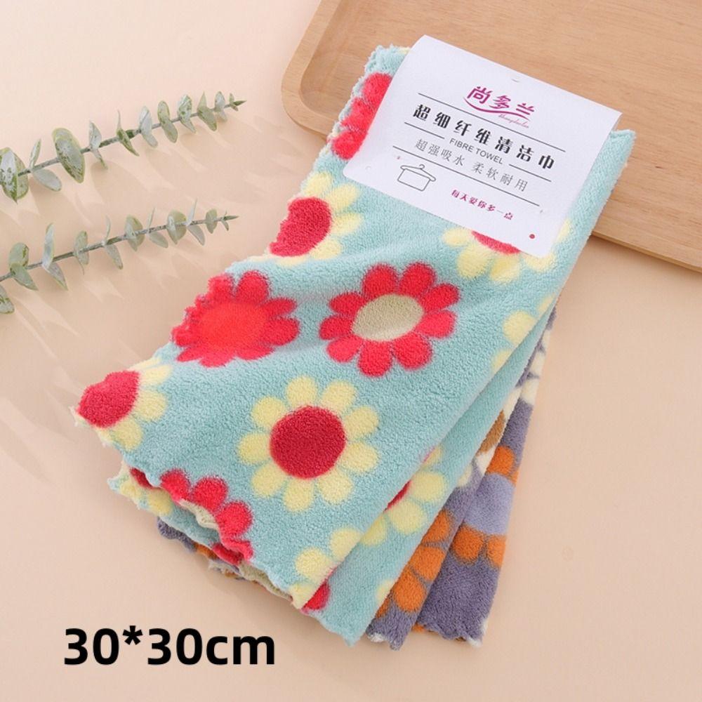 4Pcs Soft Absorbent Kitchen Cleaning Cloths Coral Fleece Reusable Dishcloth Napkins Tableware Cleaning Wipe