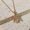 Süße Bienen Zirkonia Anhänger Halsketten für Damen Funkelnde Goldene Edelstahl Halskette Schmuck