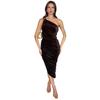 AX Paris Womens/Ladies Ruched Velvet One Shoulder Midi Dress