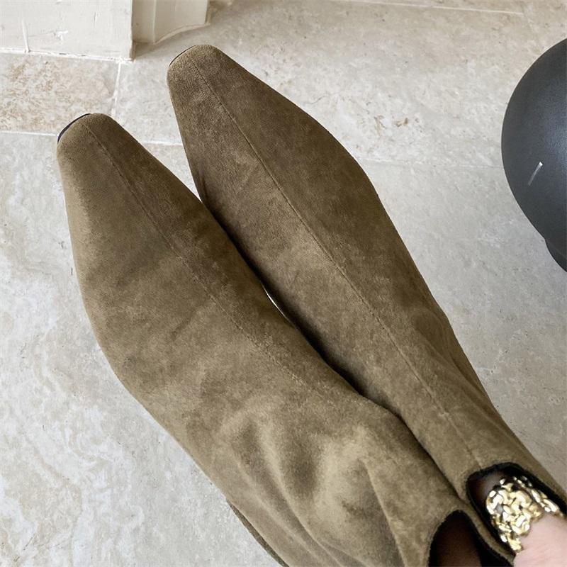 Eilyken Side Zipper Women Ankle Boots Casual Low Heels Shoes Autumn Winter Pointed Toe Chelsea Booties