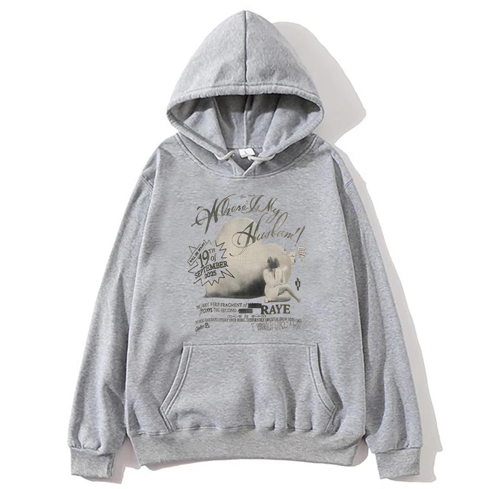 Where Is My Husband! Raye Single Graphic Hoodies Harajuku Vintage Sweatshirts Women Men Fleece Long Sleeve Hoody