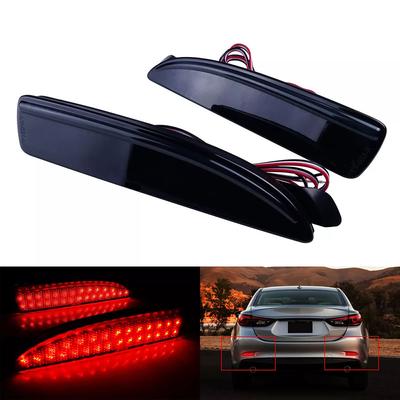 2x Smoked LED Rear Bumper Reflector Light Brake Signal Lamp Red For Mazda 3 5 6