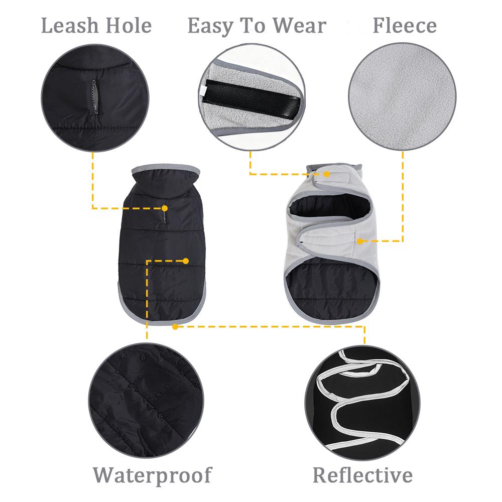 Reversible Puppy Clothes Warm Winter Coat For Small Medium Dogs Cats Waterproof Reflective Dog Jacket French Bulldog Pet Outfits