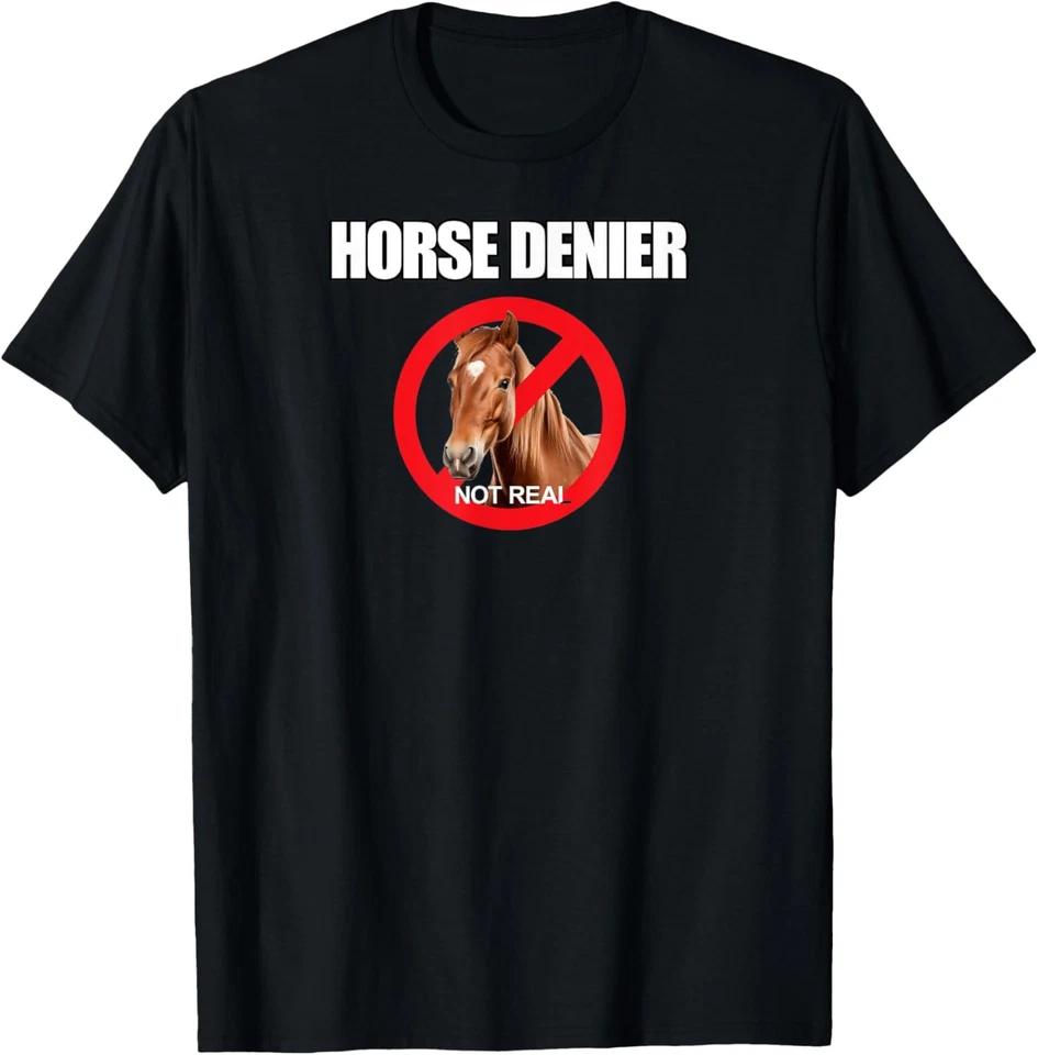 Horse Denier Classic Funny Horses Are Not Real T-Shirt XL