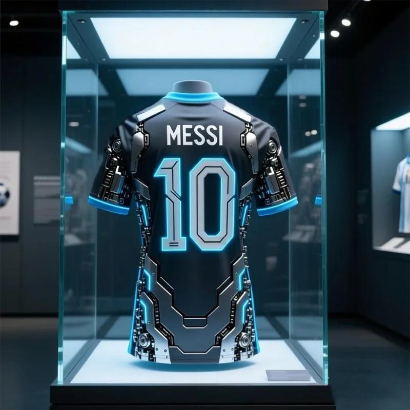 Advanced Mecha Style Messi #10 Summer Men's Short Sleeve T-shirt Quick-Dry Training 3D Print Breathable Outdoor Sports Tee Tops