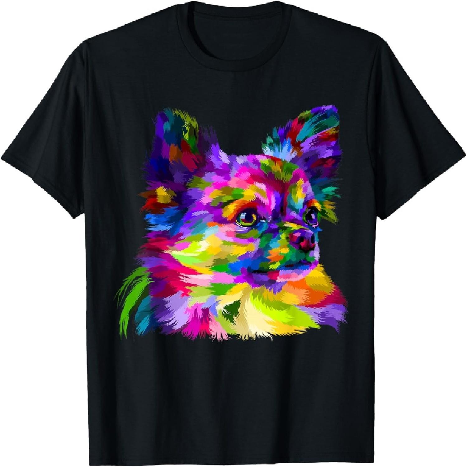 Long Hair Chihuahua Pop Art Portrait Art for dog owners T-Shirt XXXXXL разноцветный