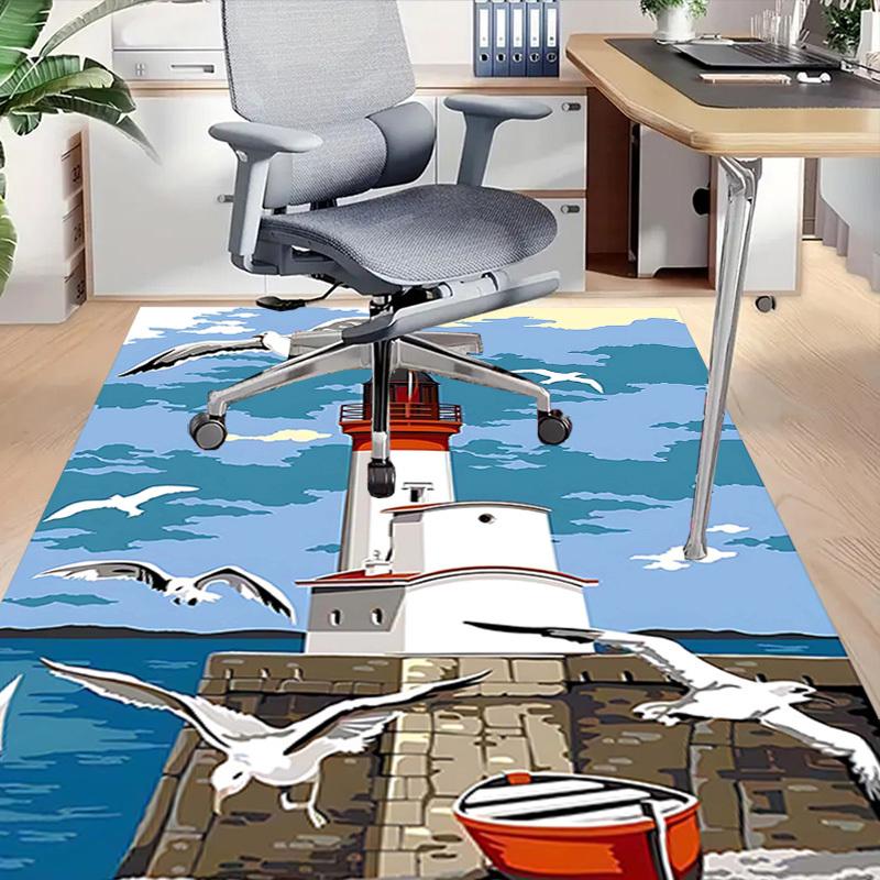 1PC lighthouse seagulls Anti-slip carpet, suitable for Office, bedroomand playrooms. It can also be used as a sofa footrest cover-W92