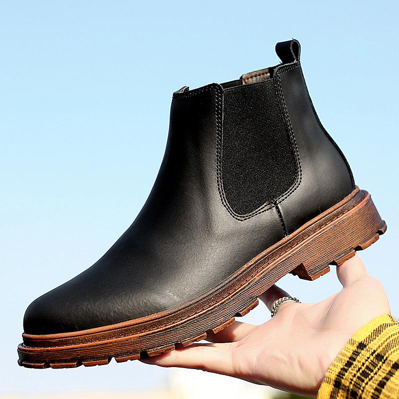 

Высококачественные зимние ботинки, мужские ботильоны из коровьей замши, рабочие ботинки ручной работы для улицы, теплые ботинки челси в винтажном стиле для мужчин 38 чёрный