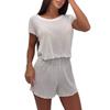 Europejska i amerykańska seksowna dwuczęściowa damska piżama, cienkie szorty z krótkim rękawem, odzież domowa, wykwintny modny dzianinowy bawełniany komplet