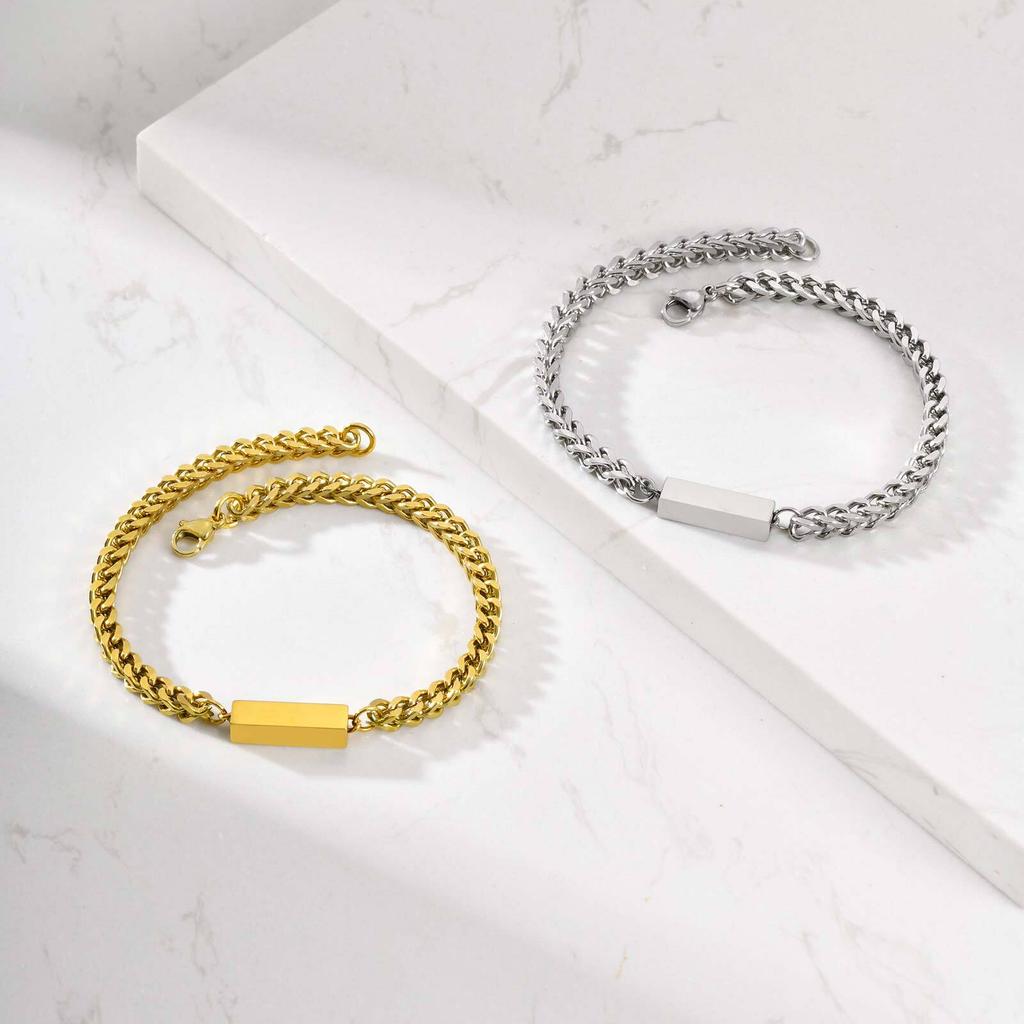 Stylish 1-4 Names Franco Chain Bracelets for Men,Stainless Steel Bali Foxtail Chain Wristand,Personalized Gift to Father Husband