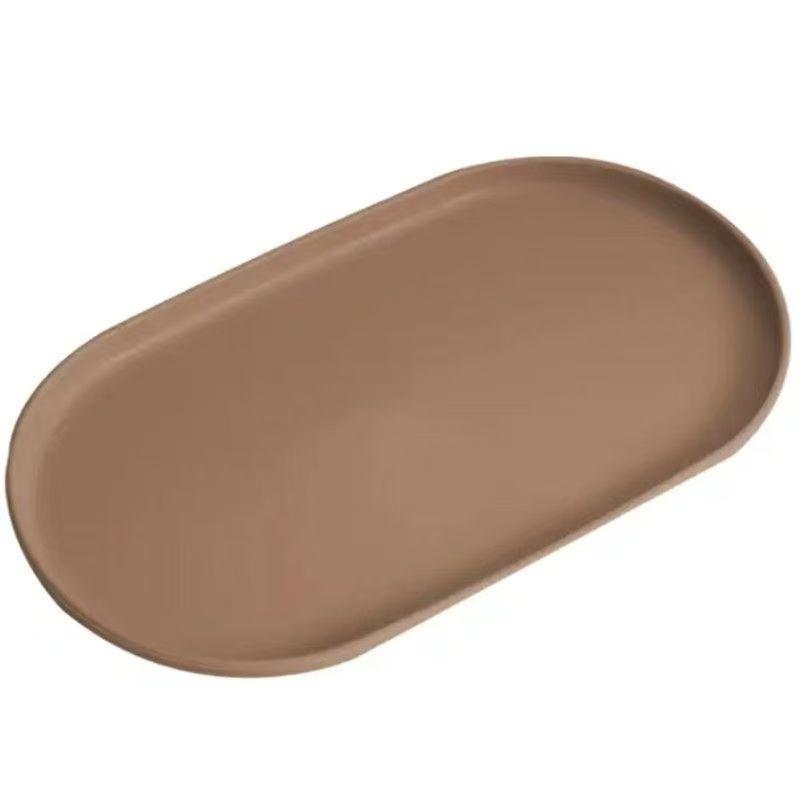 Solid-color minimalist plates, camping oval plates, multi-functional storage trays, low and flat trays бежевый
