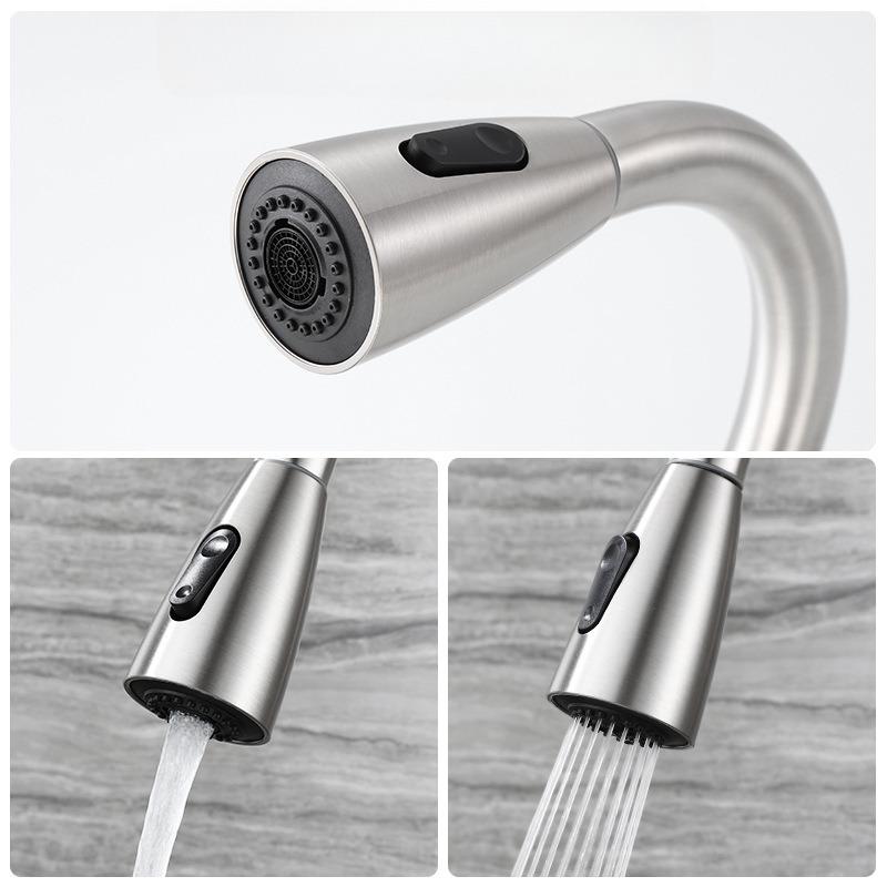 Stainless Steel Pull-out Kitchen Faucet with Dual Outlet for Cooling and Heating