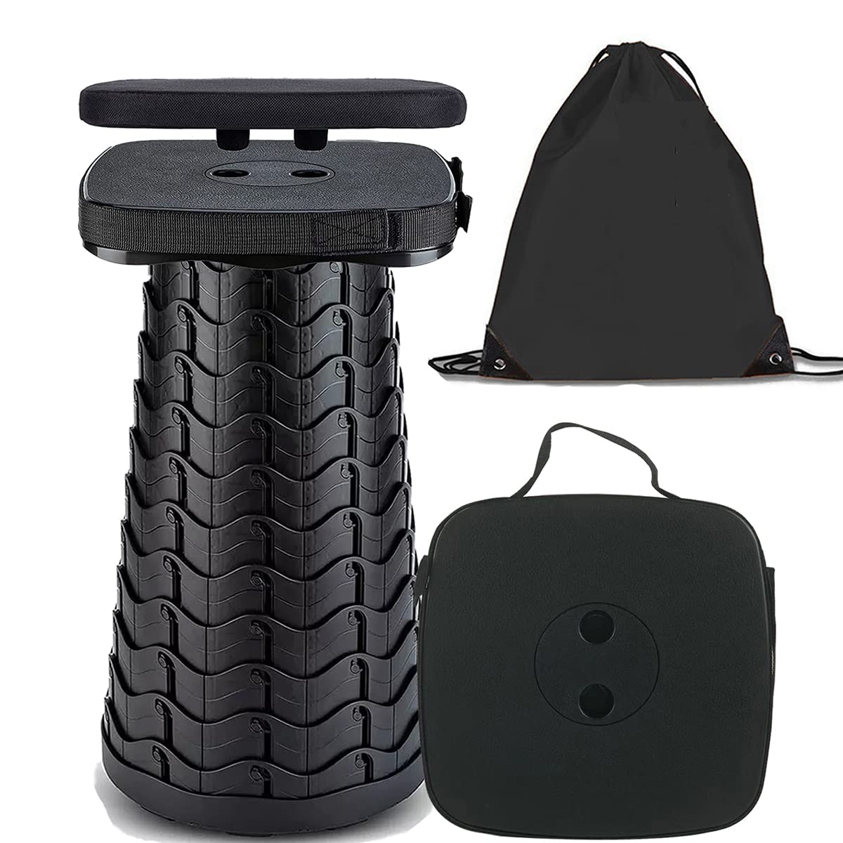 

Aokyda Folding Camping Chair with Soft Square Cushion and Storage Lightweight and 220kg Weight 10 Adjustable Perfect for Indoors and Outdoors Bag, чорний