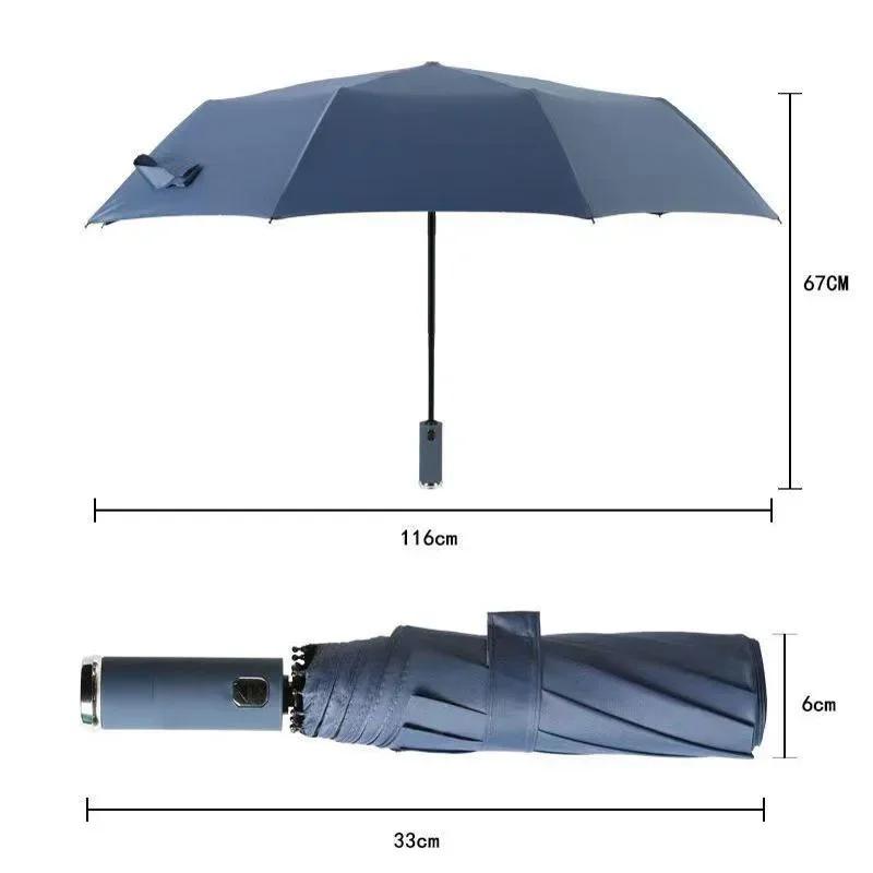 Rotating LED 10-bone Frame Contraction Automatic Umbrella Sunshade Umbrella Rain and Sunshine 2-in-1 Umbrella 3PCS Umbrella