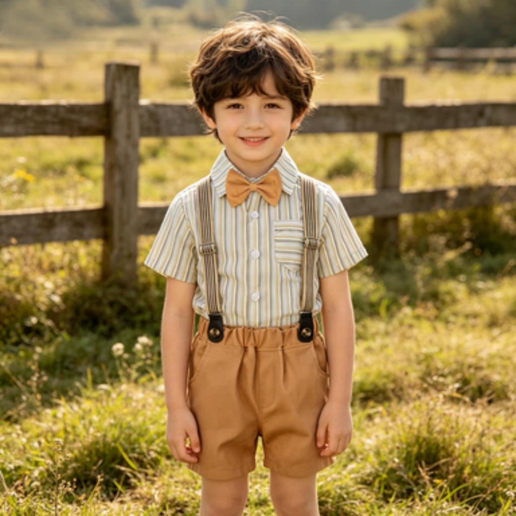 Baby Boys Short Sleeve Romper and Shorts Set for Summer Everyday Wear