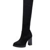 Women's High Heel Long Boots Elastic Slim High Tube Boots Support Autumn Winter Rubber Sharp Toe Shape Snow Boots