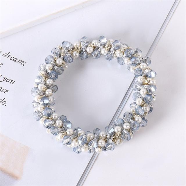 Elastici per capelli in cristallo Boho Elastici per capelli Scrunchies Corde per capelli con perle Perline Supporti per coda di cavallo Accessori per capelli per donne e ragazze