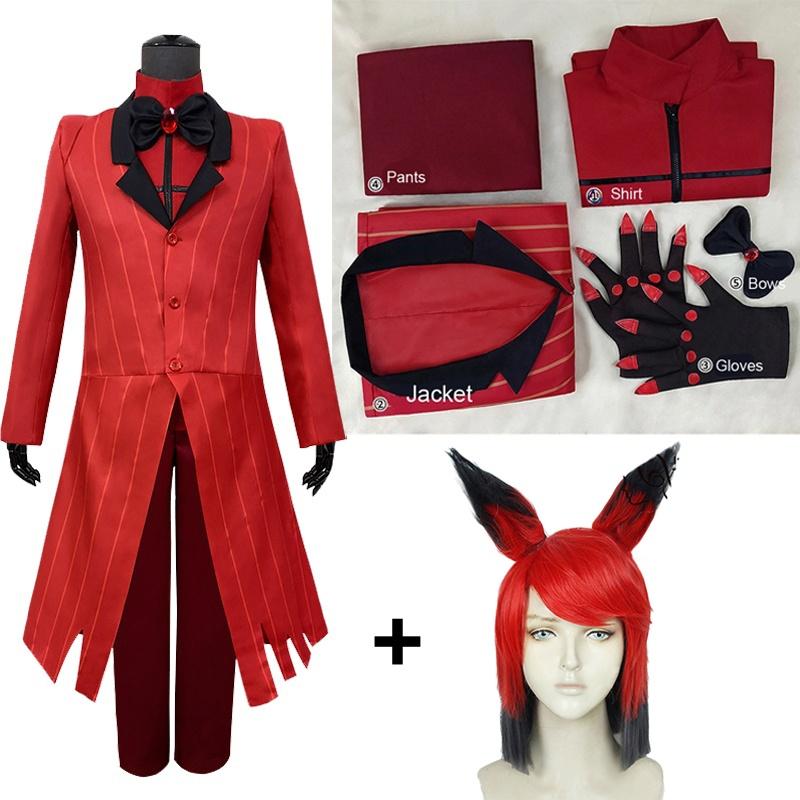 Hazbin Cosplay Hotel ALASTOR Dust Angel Uniformní Cosplay Kostým Muži Ženy Halloween Kostým Celá sada