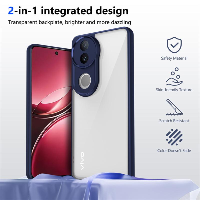 Vivo V50 5G V2427 Case Plating Bumper Shockproof Clear Back Cover Hard Matte Phone Case for Vivo V50 VivoV50 5G 2025 V2427