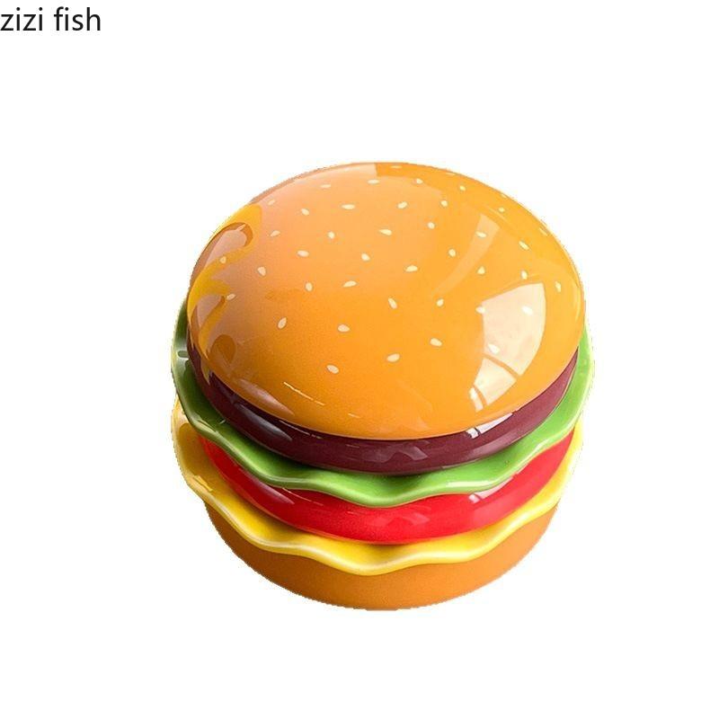 Ceramic Plate Hamburger Shaped Cutlery Set Seasoning Dish Dessert Plate Breakfast Plates Fruit Bowl Dim Sum Dish Snack Tray
