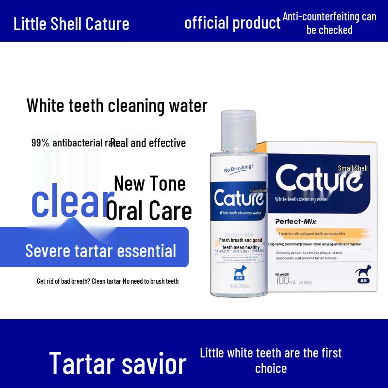

Little Shell Pet Dental Cleaning Water - Edible, No Brushing Needed for Cats & Dogs, Removes Tartar & Freshens Breath Cat - 5ml x 20 Packets