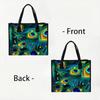Peacock Feather Pattern Tote Bag Stylish Daily Carry Handbag for Women Trendy Portable Commuter Shoulder Bag