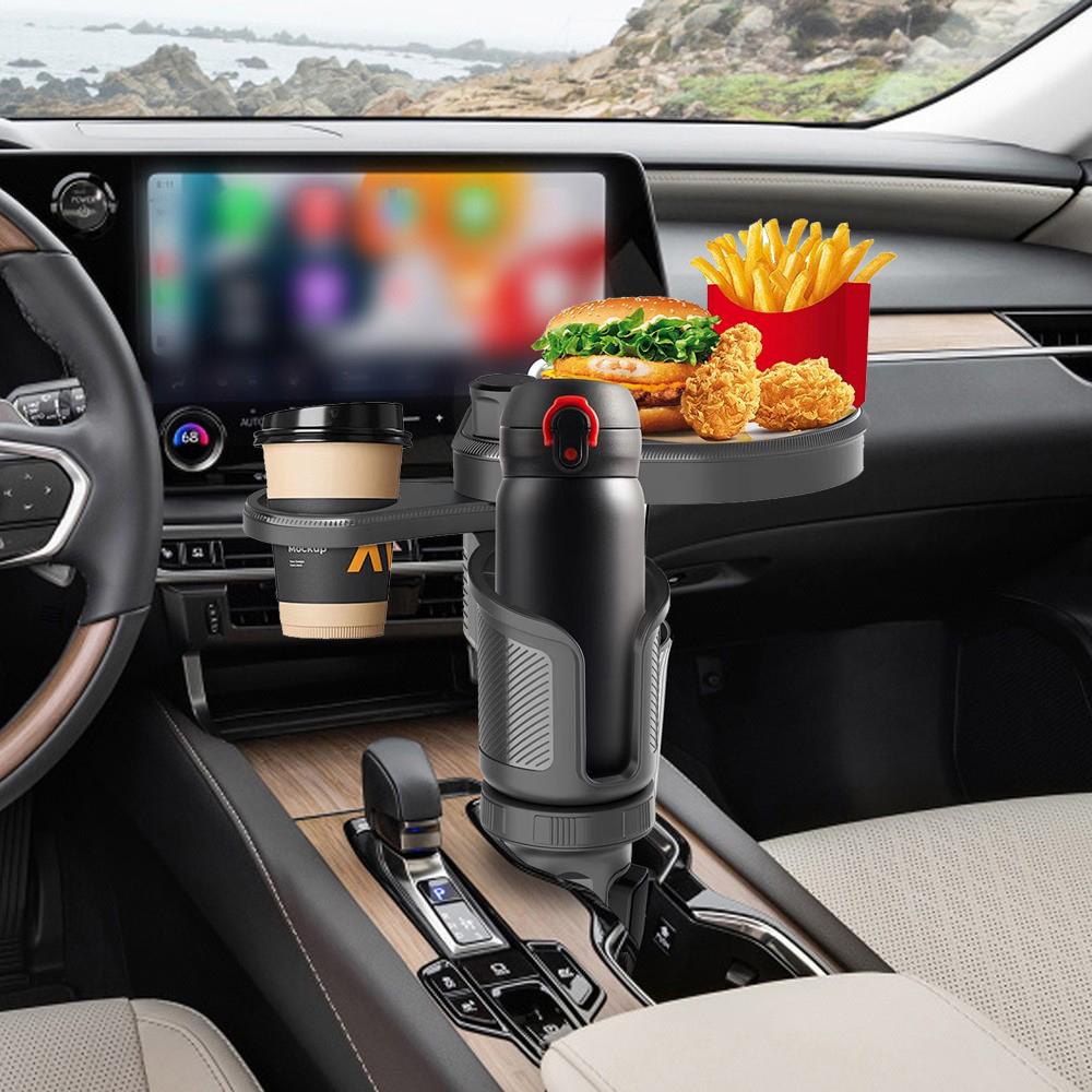 Universal Car Cup Holder Expander Tray, Adjustable Food Drink Organizer for Vehicle Snacks Water Bottle Coffee Mugs Keys