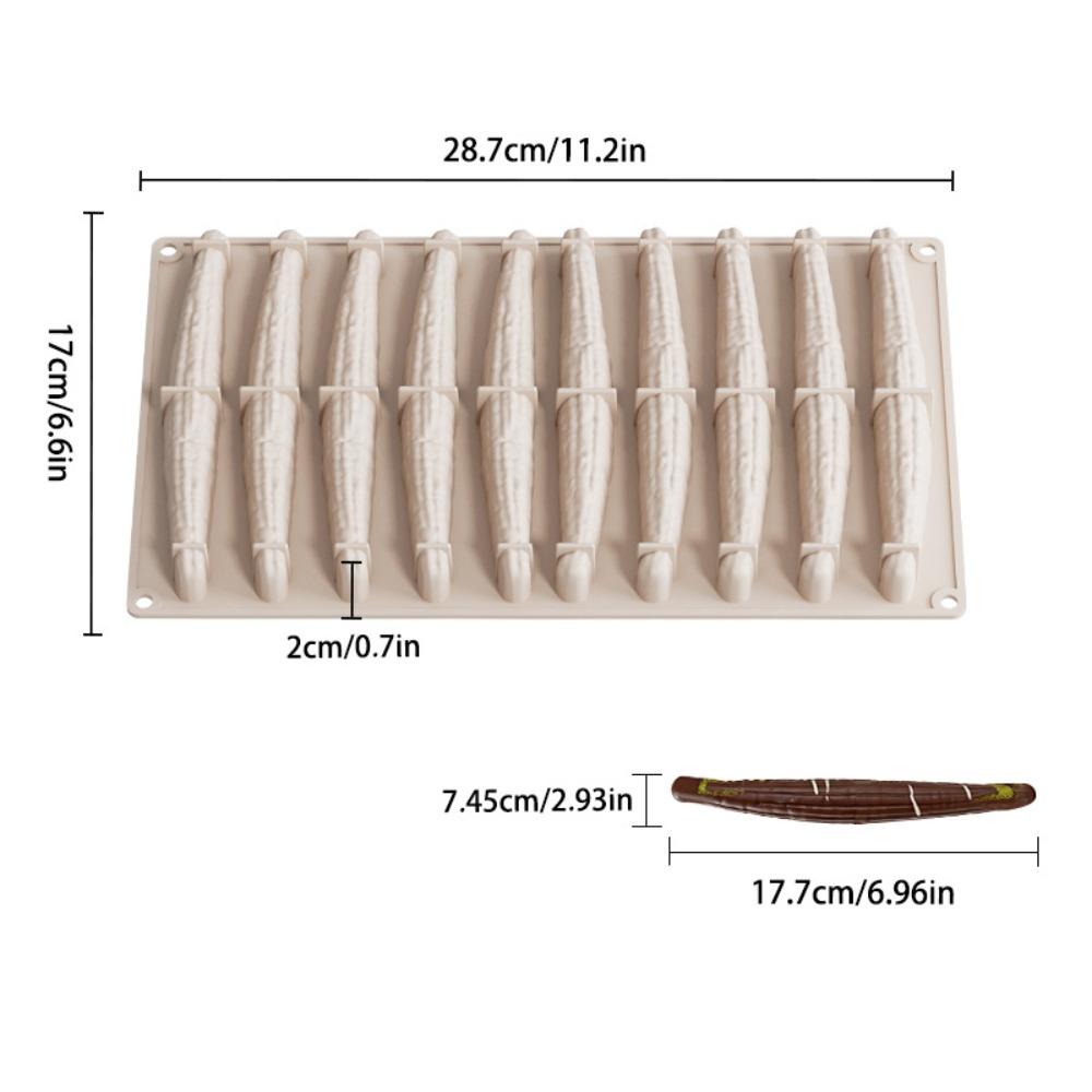 Design s 10 buňkami Forma na vanilkové lusky Silikon potravinářské kvality Flexibilní Forma na piškoty Opakovaně použitelná Tepelně odolná Forma na čokoládu