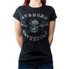 Avenged Sevenfold Ladies Fashion T-Shirt Black Death Bat Rhinestone (XL)