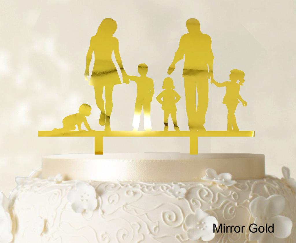 Personlig familiekaketopper Egendefinert silhuett Bryllupskake Topper Kakedekorasjoner Tilgjengelig 6"-7" tommer