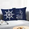 Rustic nautical pillow cover with sailboat and anchor design for sofa, car, bedroom decorative cushion cover