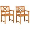 Garden Chairs 2 Pcs Natural Solid Acacia Wood