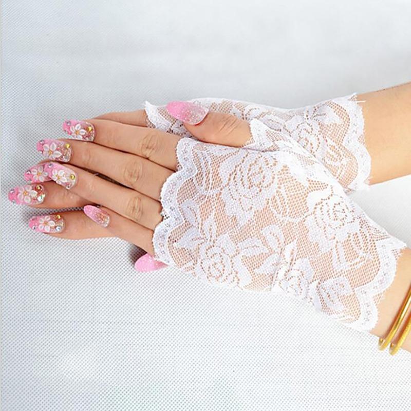 

Best Sale Sailor Dance Long Fingerless Womens Sexy Lace Gloves Ladies Half Finger Fishnet Gloves Heated Mesh Mitten Handschoenen белый